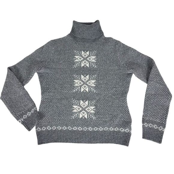 Brooks Brothers Womens Small Gray Snowflake Lambs Wool Sweater - Picture 1 of 7